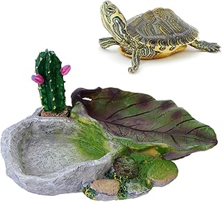 POPETPOP Hermit Crab Tank Terrarium Reptile Reptile Resin Corner Water Dish - Reptile Corner Bowl for Tortoise Lizard Bearded Dragon Frog Leopard Gecko Snake -25593 Turtle Water Bowl