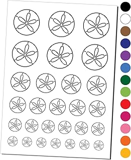 Sand Dollar Sea Urchin Ocean Beach Outline Temporary Tattoo Water Resistant Fake Body Art Set Collection - Black (One Sheet)