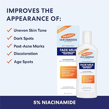 Palmer's Skin Success Anti-Dark Spot Fade Milk Body Lotion, 8.5 Oz, Moisturizer with Niacinamide, Fades Age Spots, Helps Uneven Skin Tone & Hyperpigmentation, Dermatologist Approved