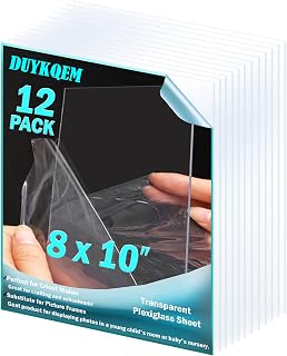 Plexiglass Sheet/Panel Acrylic 8 x 10-12 Pack PET Thick 0.04", Clear Plexi for Picture Frame Replacement Glass, Crafting Projects, Cutting, Painting, Cover, Signs, Display or Cut to Size.