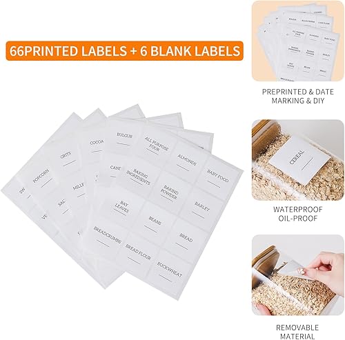 Miniatura 5 de Recipientes de vidrio para almacenamiento de alimentos con tapas de bambú, tarros de vidrio de borosilicato de 34 onzas de alto para granos de café,