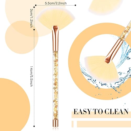 Miniatura 2 de 12 cepillos de abanico para mascarillas faciales con mango de arena movediza con purpurina, cepillos de abanico faciales suaves, aplicador de pelar