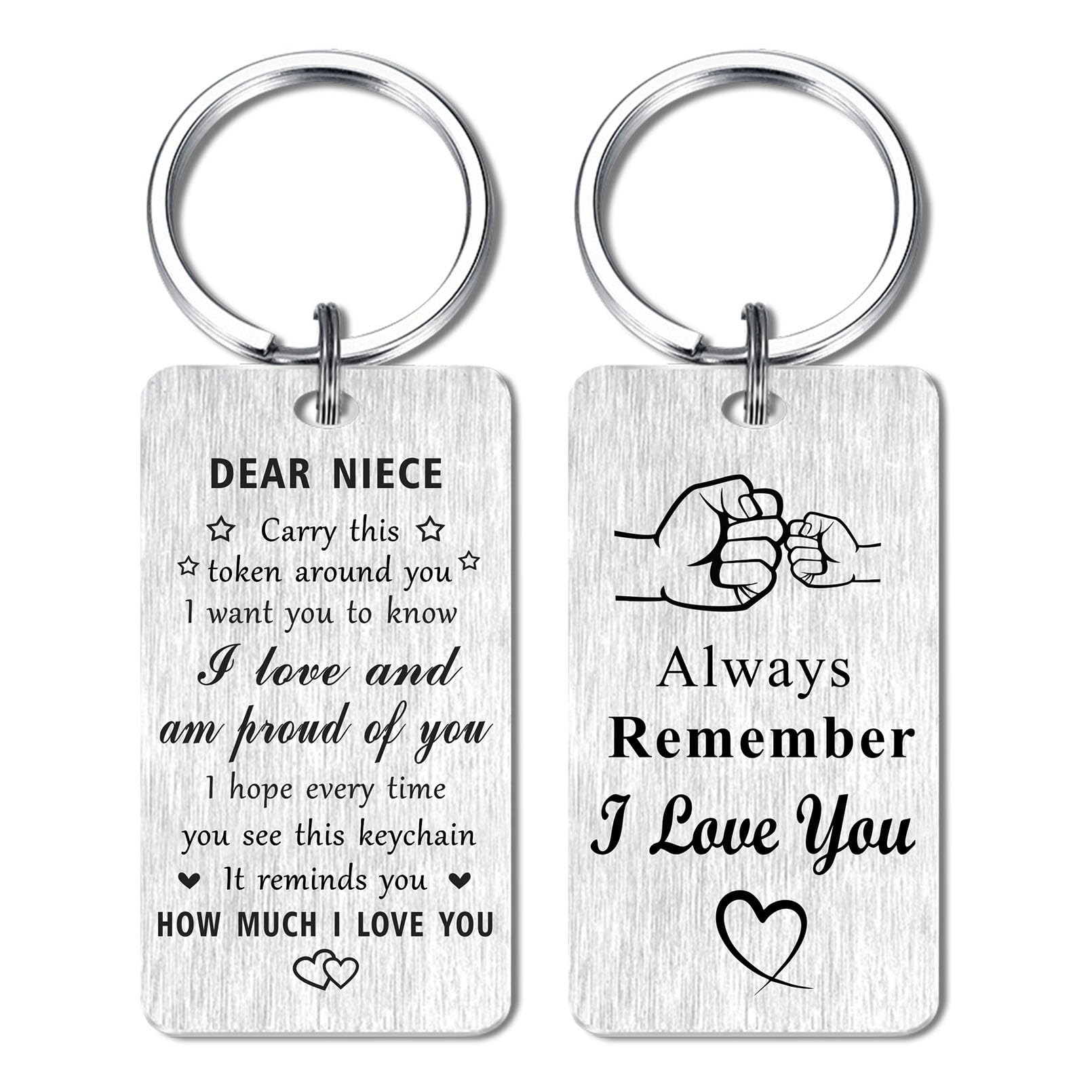 Jzxwan Niece Gifts, I Love You Niece Birthday Keychain, Love And Proud of You Key Chain Present from Uncle Aunt