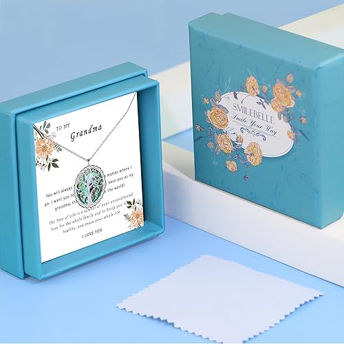 Miniatura 17 de SmileBelle Tree of Life Necklace as Birthday Gifts for Mom Grandma, Mom Gifts for Stepmom as Bonus Mom Gifts From Daughter, Silver Mother in Law