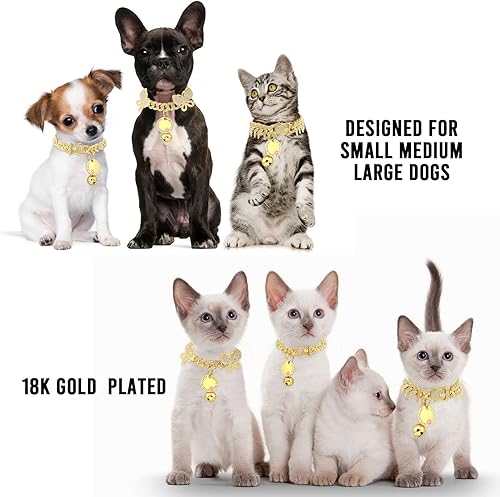 Miniatura 5 de JanToPet Rivet - Collar de perro de eslabones cubanos de 0.512in, cadena de oro para perro y gato con diseño de hebilla segura, cadena de diamantes