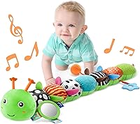 Vista 9 de LIGHTDESIRE Juguetes musicales para bebés de oruga, juguete de animal de peluche para bebé con crujido y sonajeros, juguetes sensoriales suaves
