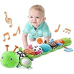 LIGHTDESIRE Baby Toys Musical Caterpillar,Infant Toys Stuffed Animals with Ruler Design,Mirror,Pull String&Ring Bell,Baby Teething Toys for Tummy Time Toy Newborn Gift 3 6 12 Months(Green,Leafy Limb)