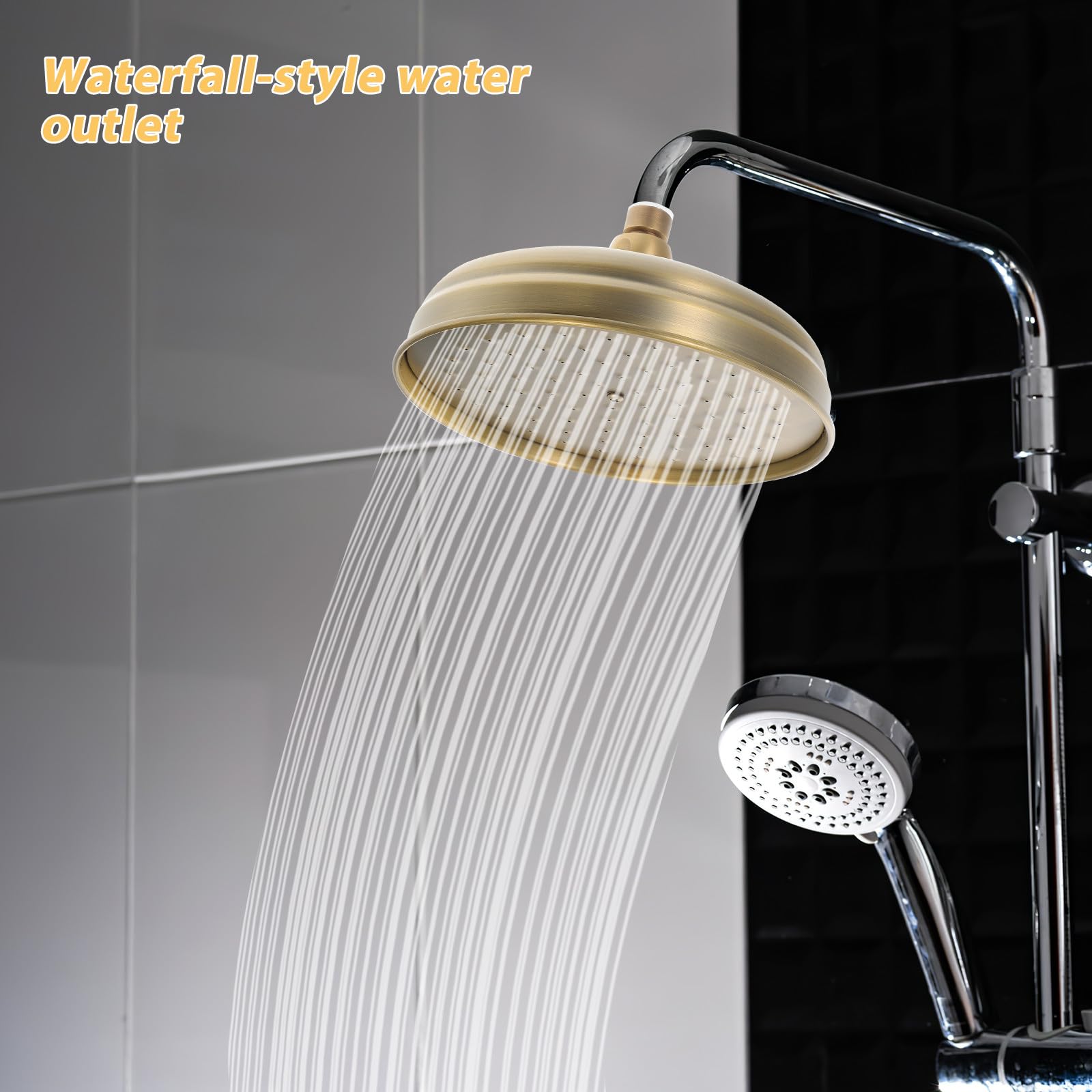 Cabezal Ducha de Lluvia Retro Rociador de Ducha de Cobre Dorado Fácil de Instalar y Limpiar