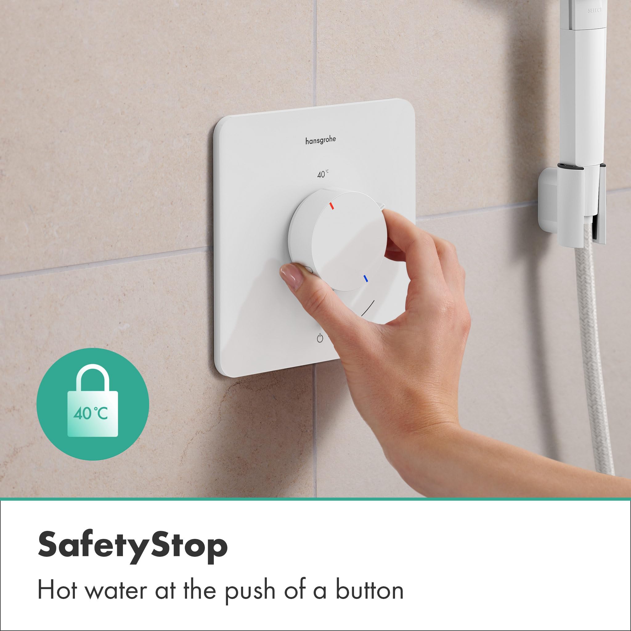 hansgrohe Ecostat Comfort Q 33712700 termostat prysznicowy podtynkowy, armatura prysznicowa z blokadą bezpieczeństwa (SafetyStop) w temperaturze 40°C, termostat do prysznica, bateria mieszająca dla 1
