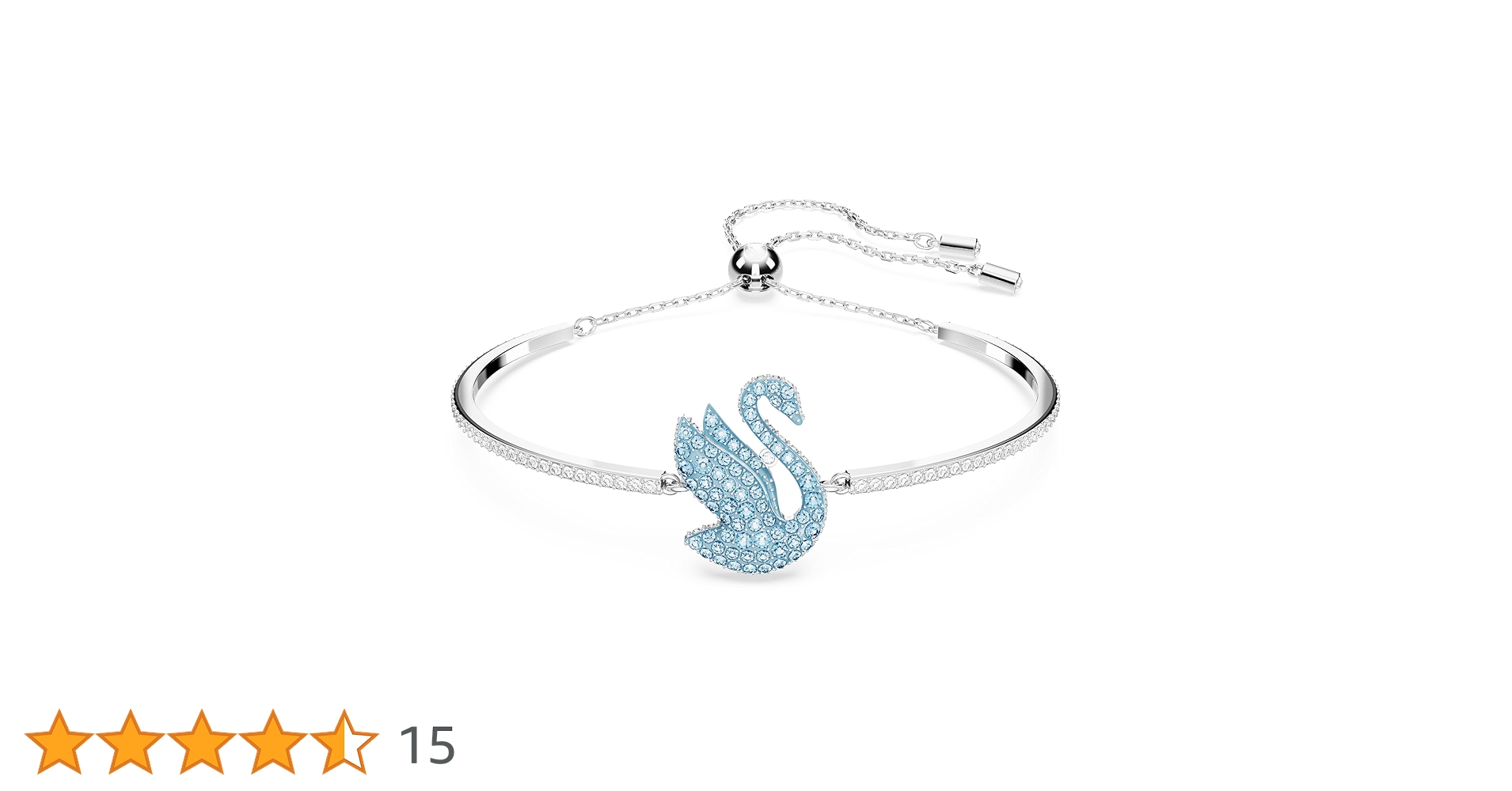 SWAROVSKI　Swan Lake バングル　Mサイズ Swarovski Iconic Swan bangle, Swan, Blue, Rhodium plated