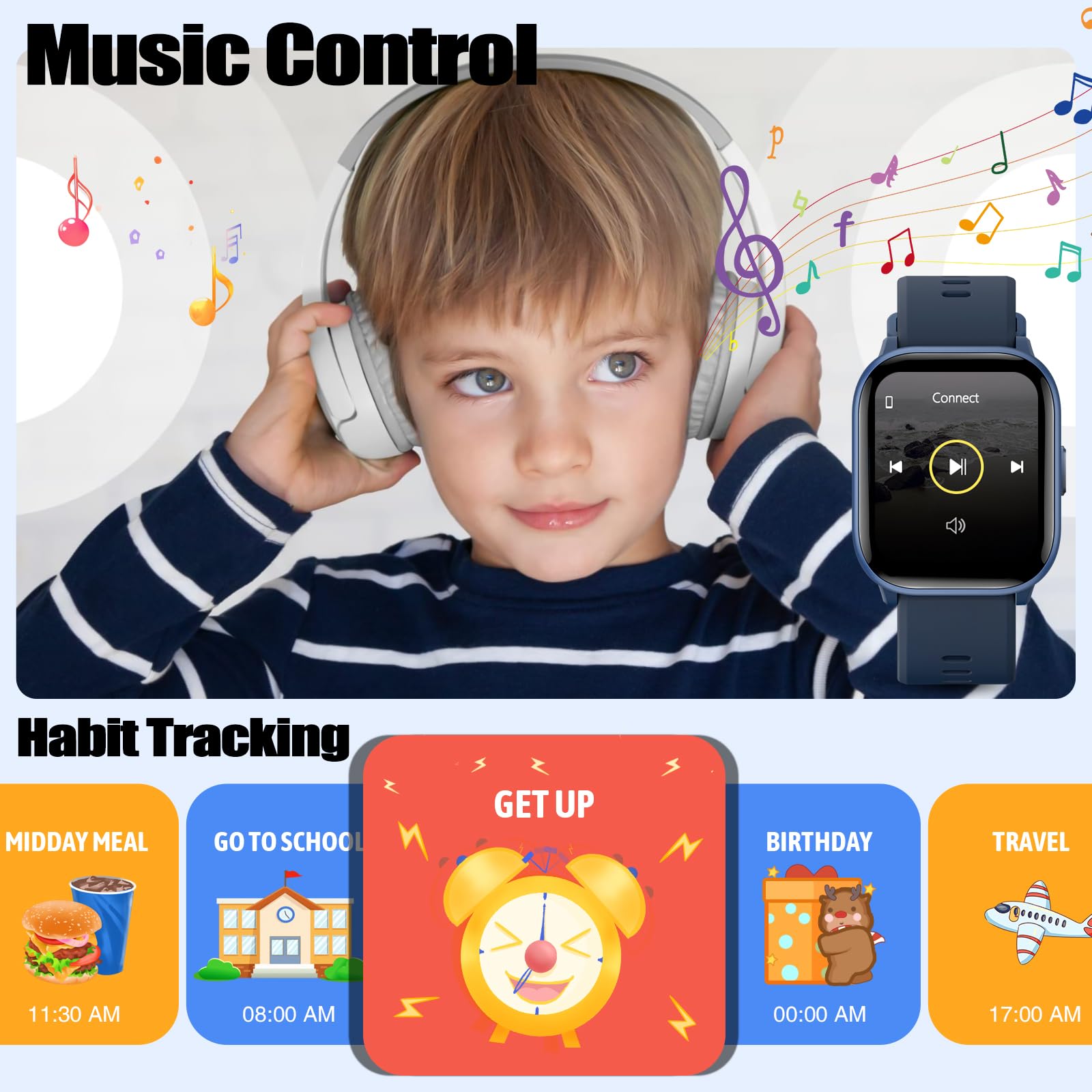 meoonley Reloj Inteligente Niño, 19 Modos Deportivos, Monitor de Frecuencia Cardíaca, Monitor de Sueño, hasta 10 días de Autonomía, IP68 Impermeable, Regalo para niños y niñas de 6 a 15 años