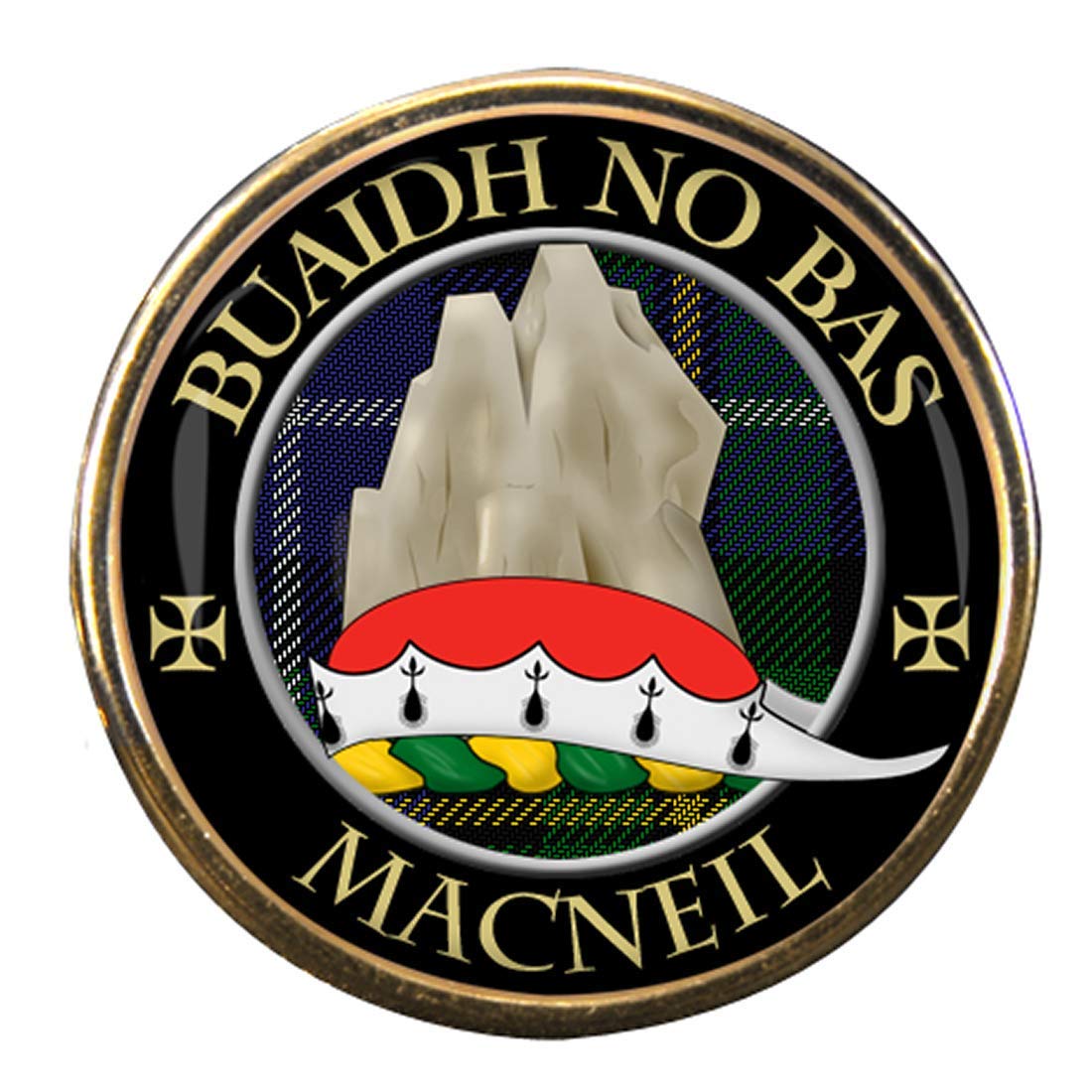 Family-Crests.com Men's Gold Macneil Buaidh No Bas Scottish Clan Pin Badge