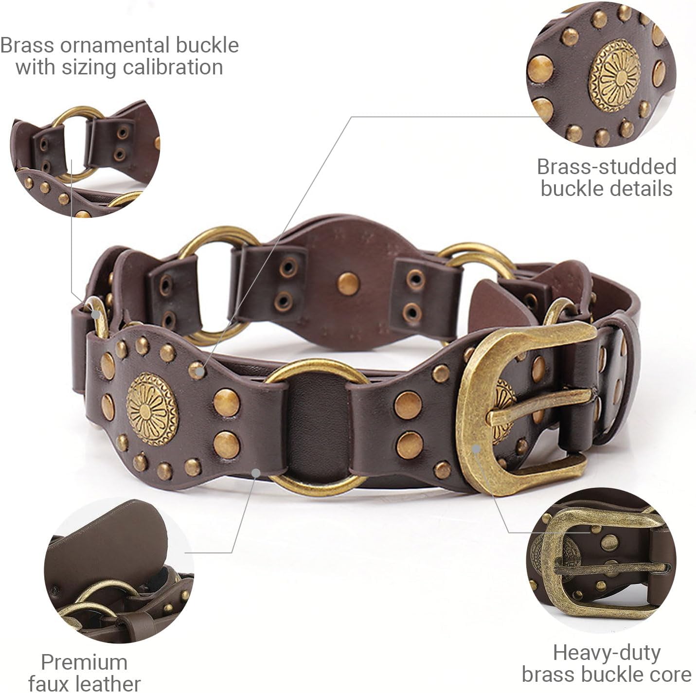 Women's Western Belt - Genuine Leather Brown Cowgirl Outfits for Jeans & Rodeo - Image 8