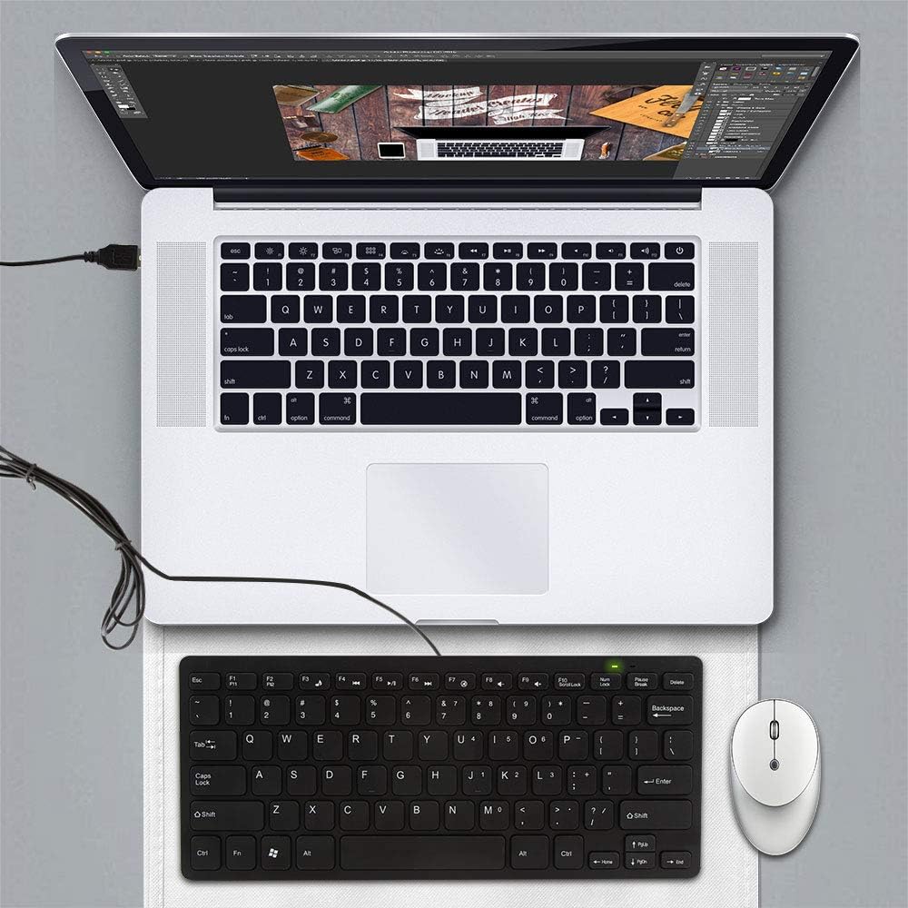 Mini 78 Keys Wired USB Keyboard - Compact & Silent Design for Laptops & Desktops (Black)