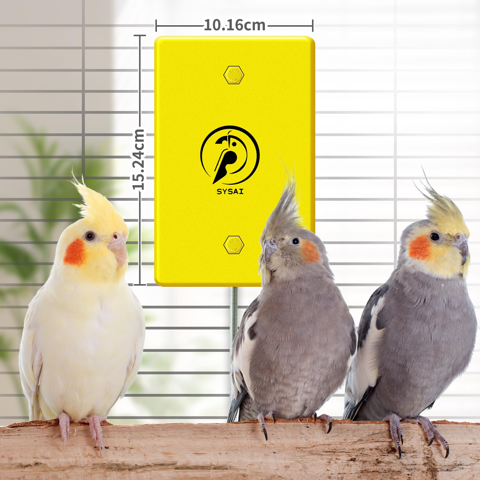 SYSAI Riscaldatore per uccelli & Snuggle-Up per gabbia, 10 x 15 cm – regolabile 40 °C/45 °C per pappagallini ondulati, parrocchetti, conures e piccoli uccelli