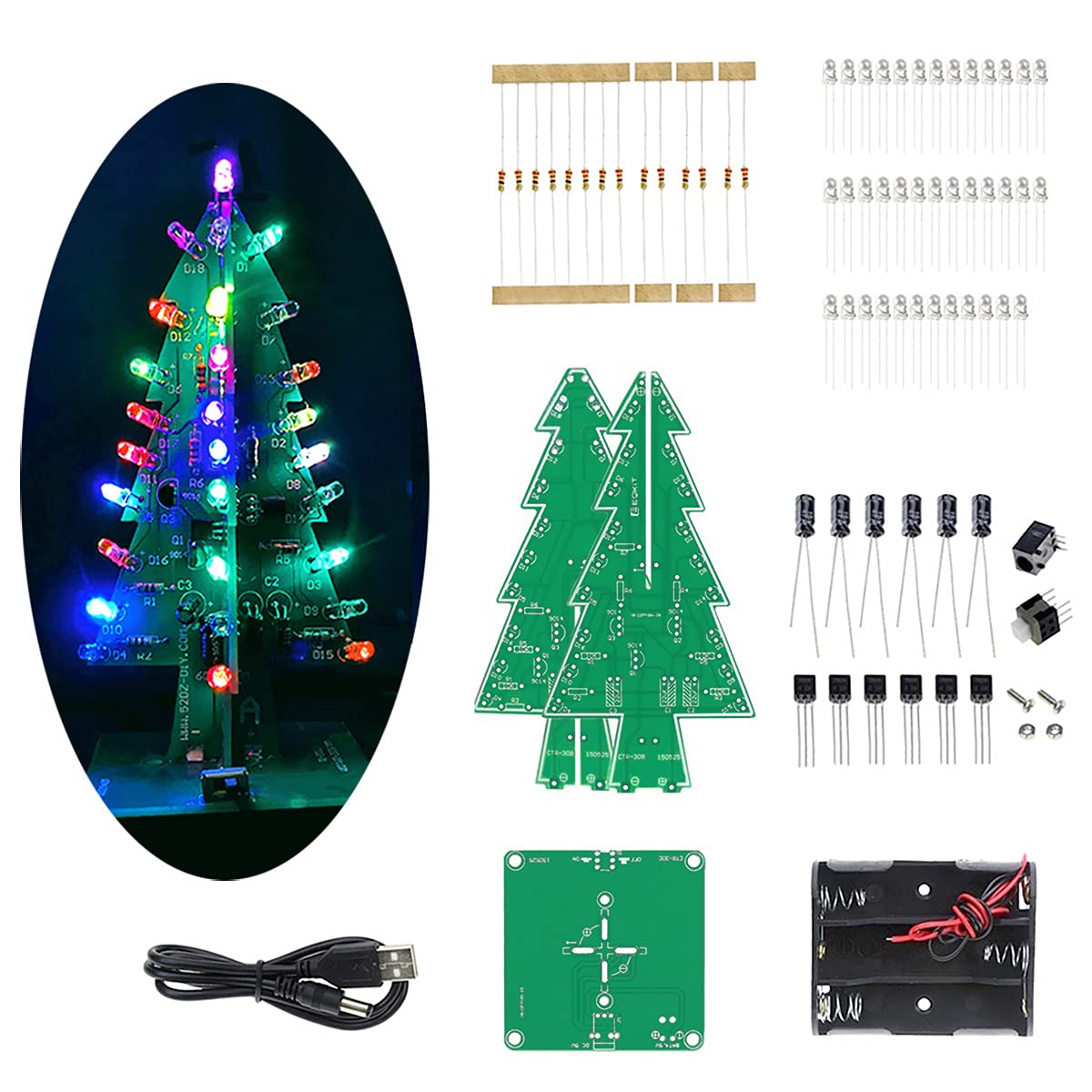 Jdin 7 Colors LED Christmas Tree Electronic Assemble Kit, DIY Soldering