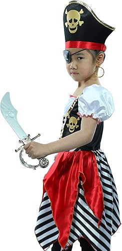 Miniatura 9 de Rabtero Disfraz de pirata para niños juego de rol pirata de lujo con un montón de juguetes para niños y niñas