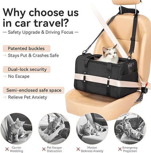 Miniatura 94 de Petsfit Transportador para perros pequeños, ligero, portátil, suave, para gatos grandes y medianos, malla transpirable de 5 lados, a prueba de fugas