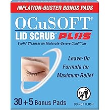 OCuSOFT Lid Scrub PLUS 35 - Pre-Moistened Leave-On Eyelid Wipes for Moderate to Severe Conditions - Moisturizing Eyelid Cleanser for Maximum Relief - 35 Count