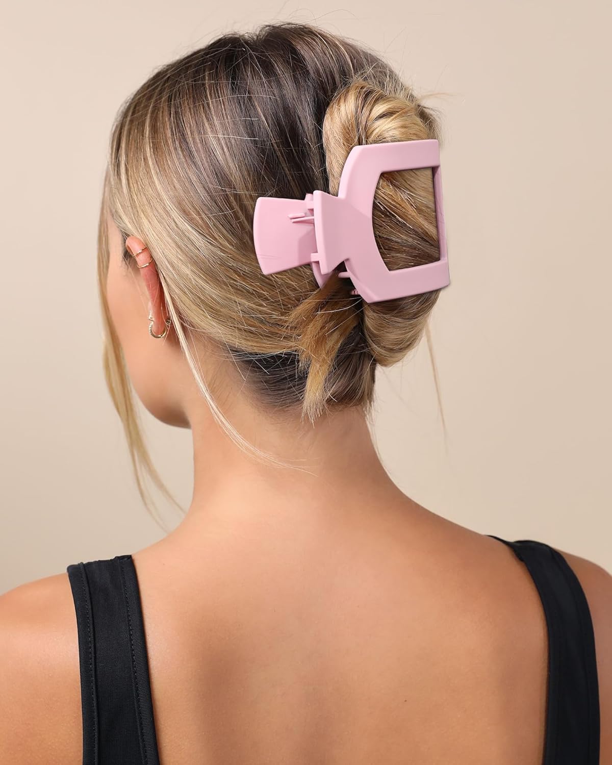 AWAYTR Flat Hair Clips For Women Lay Flat Claw Clip for Hair 4Pcs Large Square Hair Claw Clips - Image 4