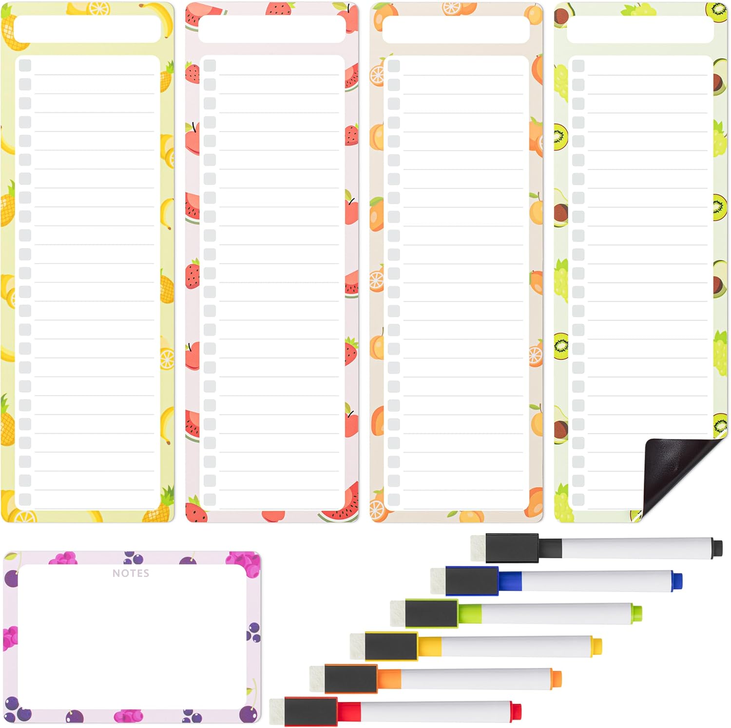 Mr. Pen- 4" x 12" Magnetic Dry Erase to Do List Set, 11 Pack, Fruit Style, 4X Dry Erase to Do List White Board, 6X Colorful Whiteboard Markers and 6" x 4" Magnetic Whiteboard Note