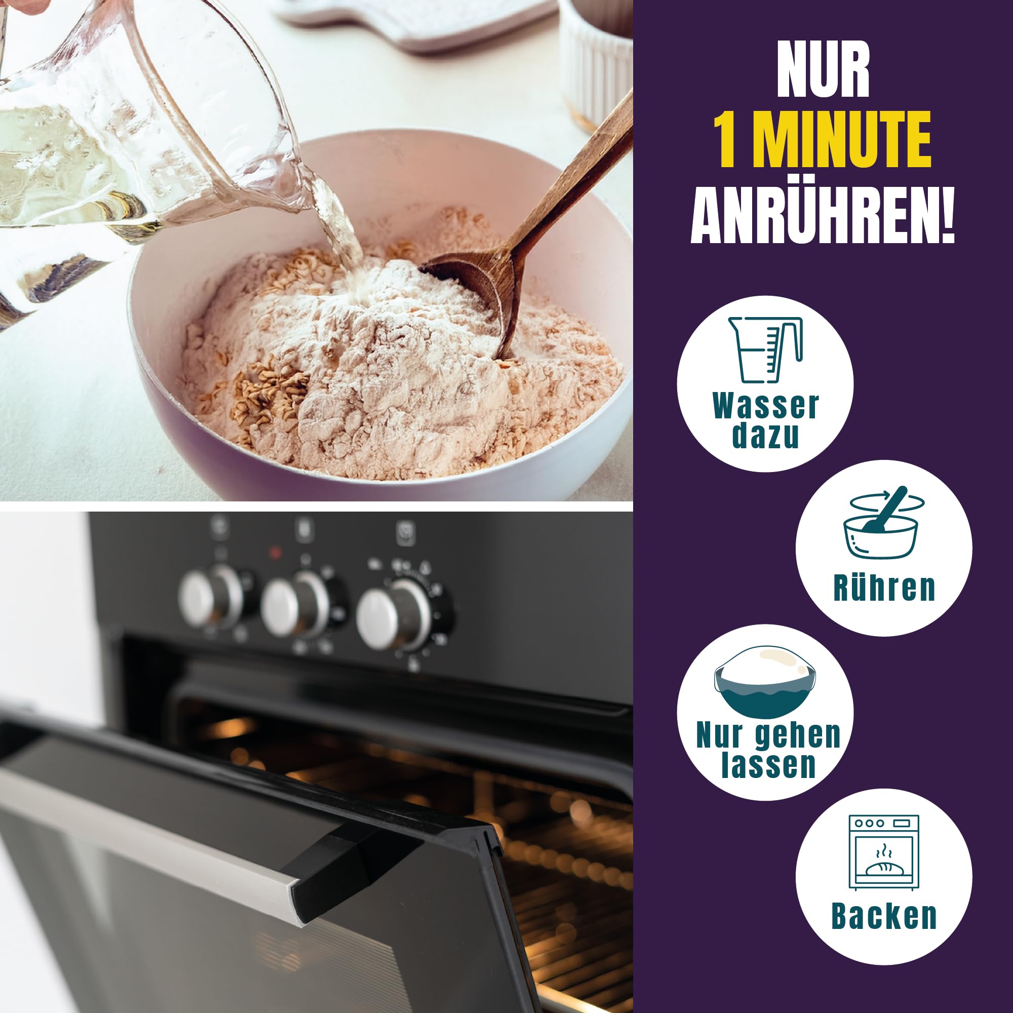 Marcel's Brotbackmischung Dinkel Urkraft (1200g - für 3-4 Brote) – 100% Sauerteigbrot mit Urgetreide & Sonnenblumenkernen | Zubereitet in 1 Minute| Mild, Vegan & natürlich | Ohne Weizenmehl
