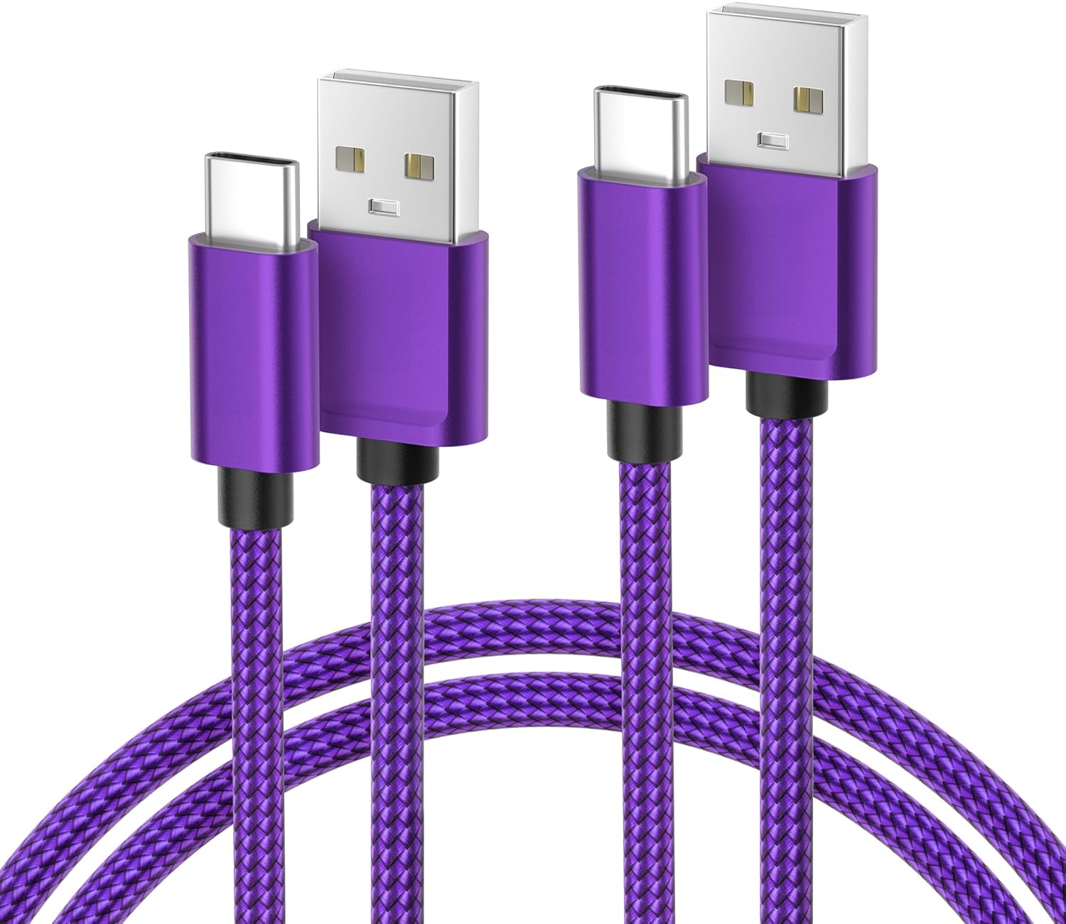 Basesailor USB to USB C Adapter 2Pack with USB Type C Charger Cable 6.6FT 2 Pack for iPhone 15 14 13 Mini Pro Max,CarPlay,Airpods,iPad Air 4 5,Samsung Galaxy S24 S10E S23 S20 S22 (Purple)