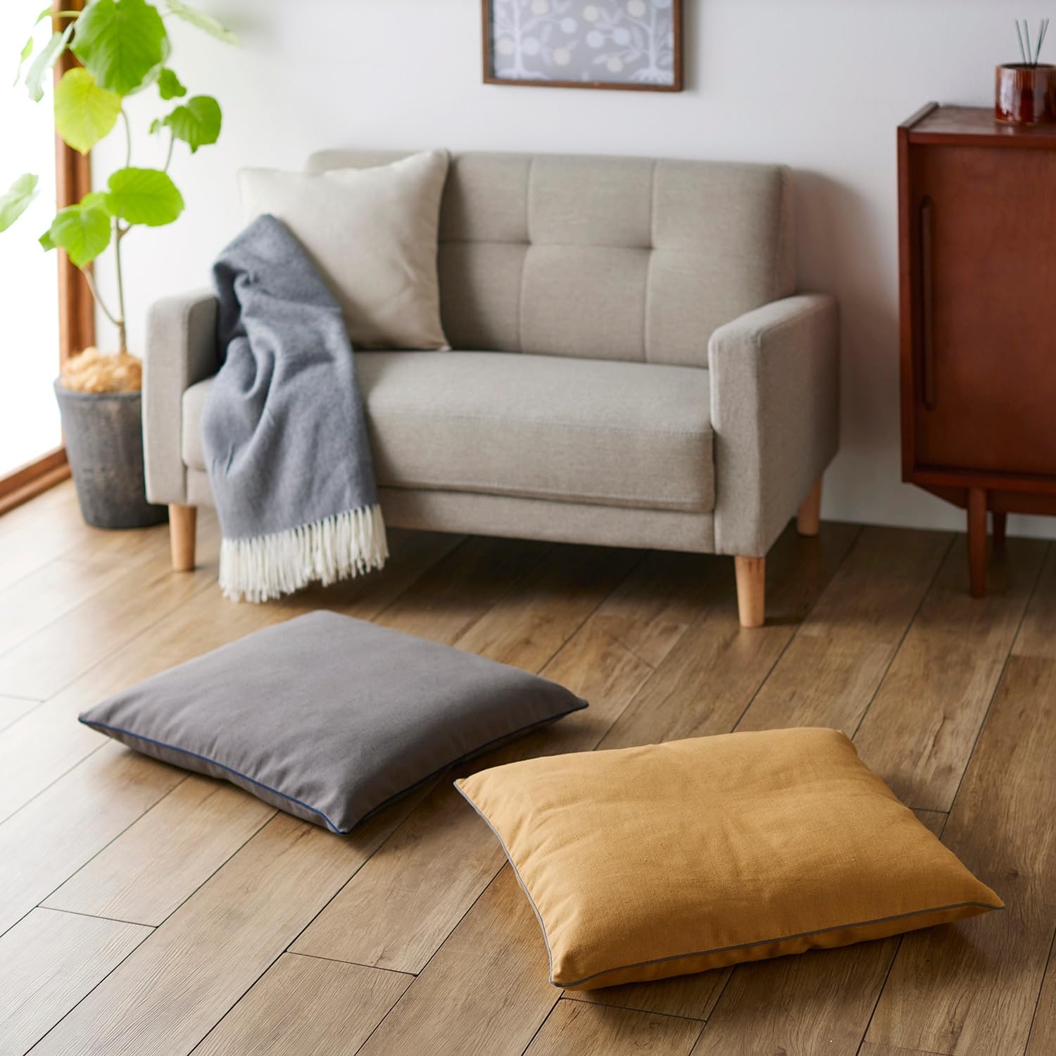 Amazon.co.jp: [ベルメゾン] クッションカバー パイピング 洗える