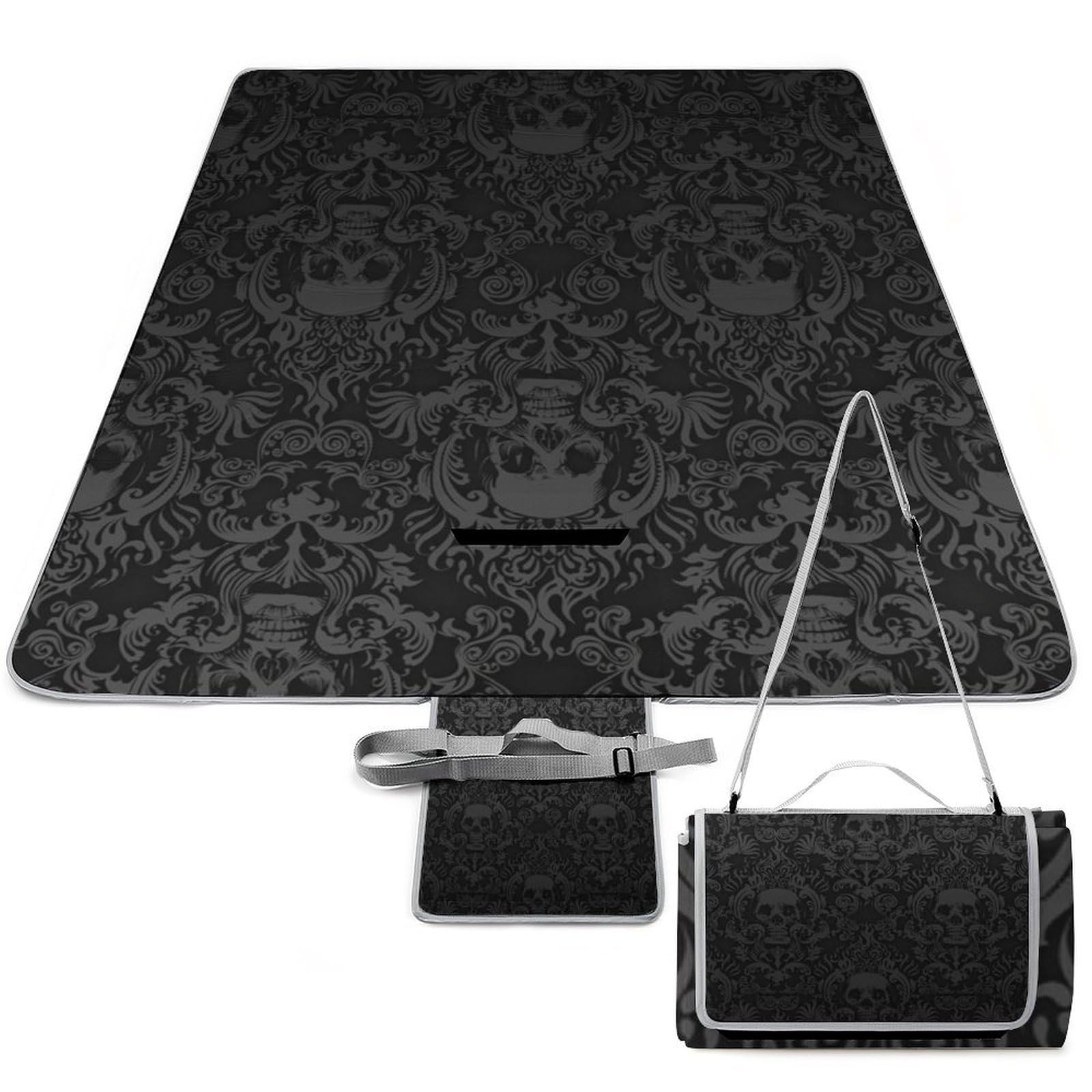 Couverture de pique-nique skull damassé 148x148 cm étanche