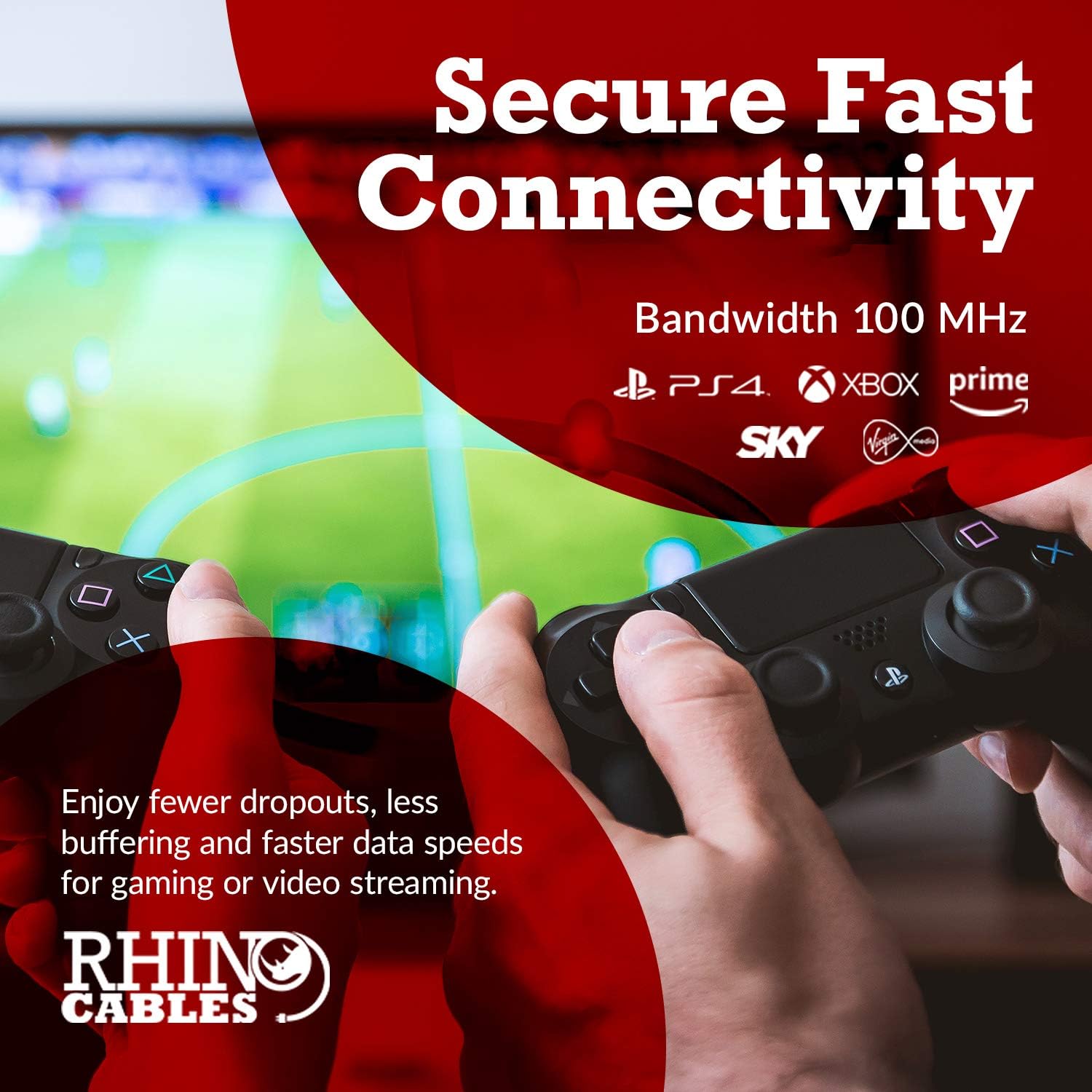 rhinocables CAT 6 High-Speed Gigabit Ethernet Cable - Patch Network Lead for LAN| Snagless UTP With LSZH Jacket | RJ45 Connector - Internet, Router, Modem, Smart TV, PC & More (2m, White, Pack of 1) - 3