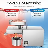 Vista 6 de Máquina de prensa de aceite de 1500 W Expel, acero inoxidable eléctrico automático frío caliente con panel de control inteligente, pantalla táctil