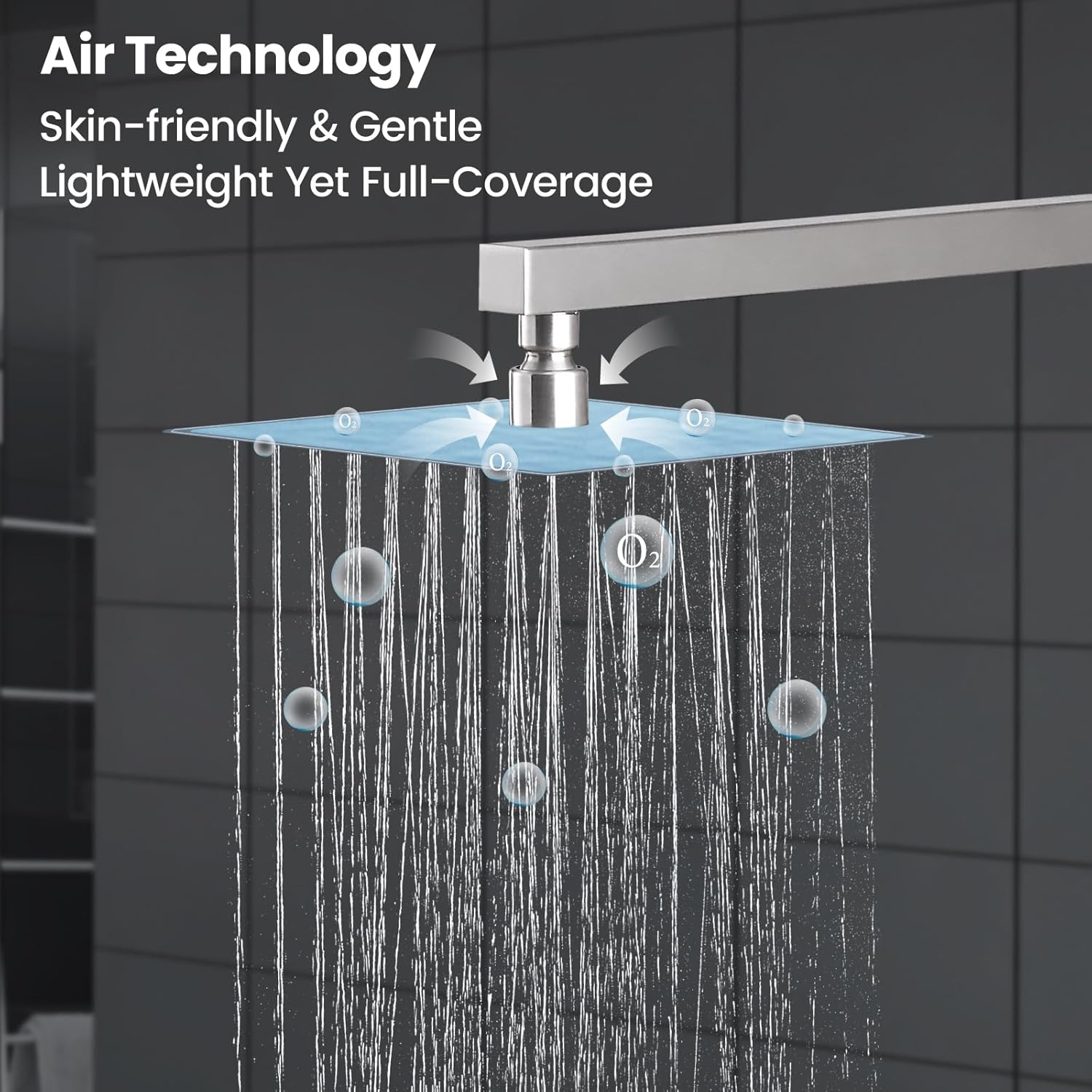 Airuida Bathtub Shower Faucet Set with Tub Spout Faucet Kit and 8 Inch Square Rainfall Showerhead Modern Complete Tub Shower Trim Kit with Solid Brass Rough-in Valve Brushed Nickel