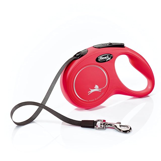 Flexi New Classic - Correa retráctil para Perro (Cinta), 16 pies, pequeña, Color Rojo (CL10T5.250.R)