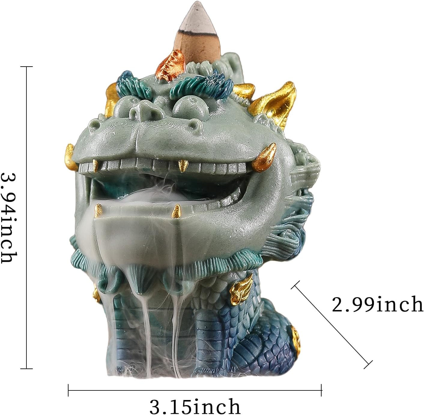 Backflow Incense Burner - Resin Tabletop Incense Holder for Cones, Fortune Dragon Statue Home Decor, Desktop Aromatherapy Ornament with Smoke Waterfall Effect for Living Room