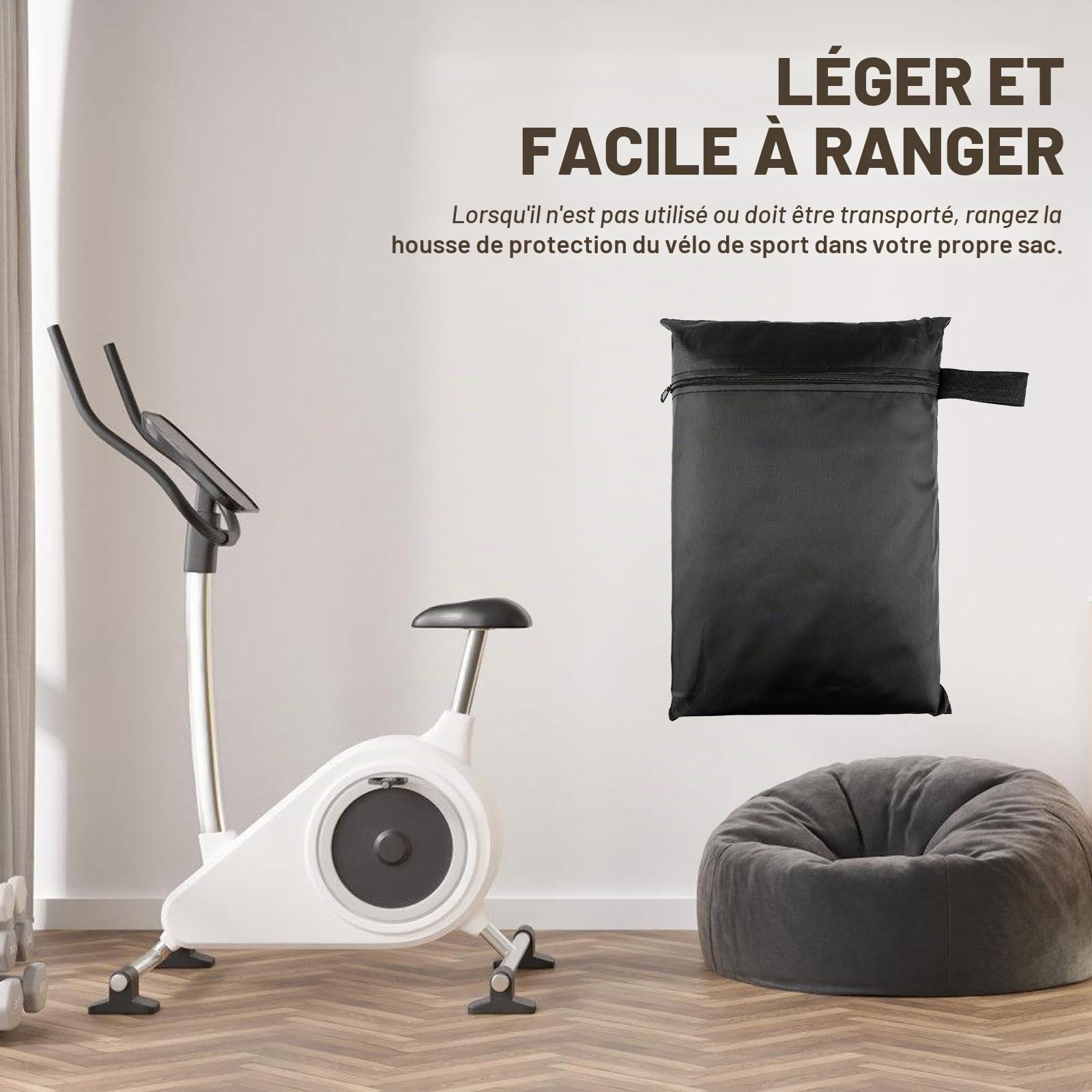 Housse de vélo imperméable pour vélo stationnaire imperméable en tissu Oxford 210d imperméable avec sac de vélo d'appartement pour intérieur et extérieur