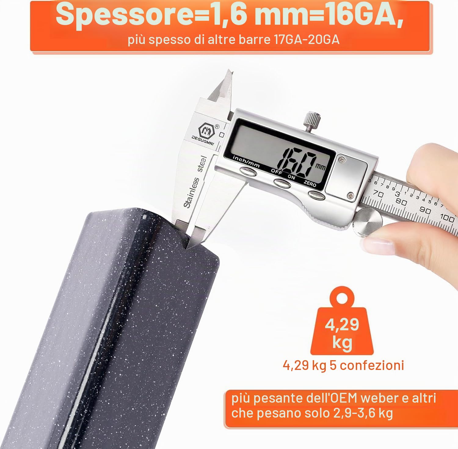 GFTIME 7537 57,2 CM Barre per aromatizzanti per Weber Spirit 300 310 E310, Porcellana smaltata Piastra di calore per Weber Genesis Gold Silver B / C 7537, 65903, (con manopole di controllo laterali)