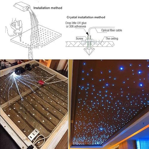 Miniatura 7 de CHINLY Starlight 32w Twinkle 710pcs 13.1ft (0.03in+0.04in+0.06in+0.08in) Bluetooth RGBW LED de fibra óptica estrella luz de techo, aplicacióncontrol