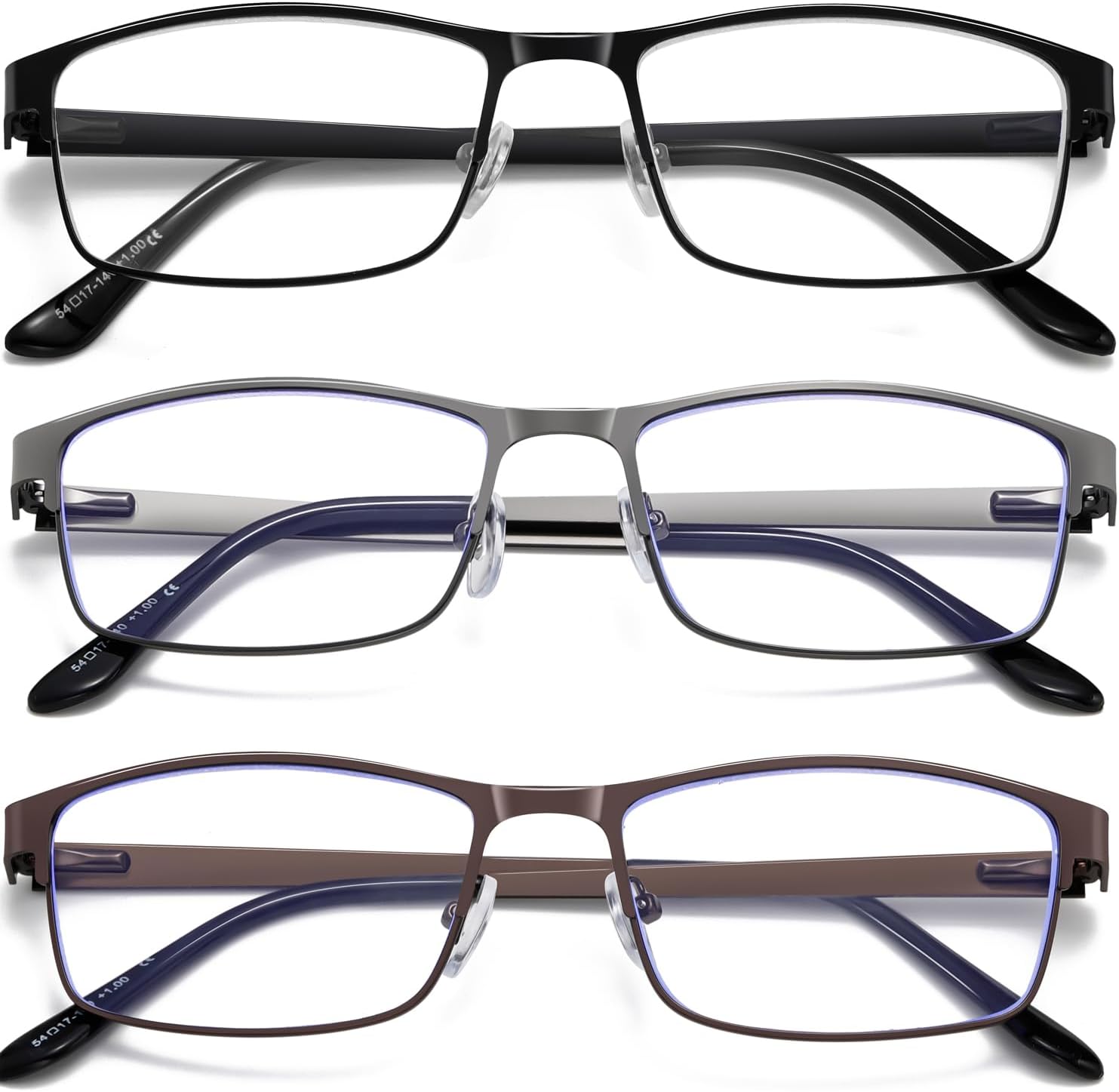 Hubeye Ultra Thin Folding Reading Glasses for Men 2 Pack Blue Light Blocking Compact Computer Foldable Readers With Case