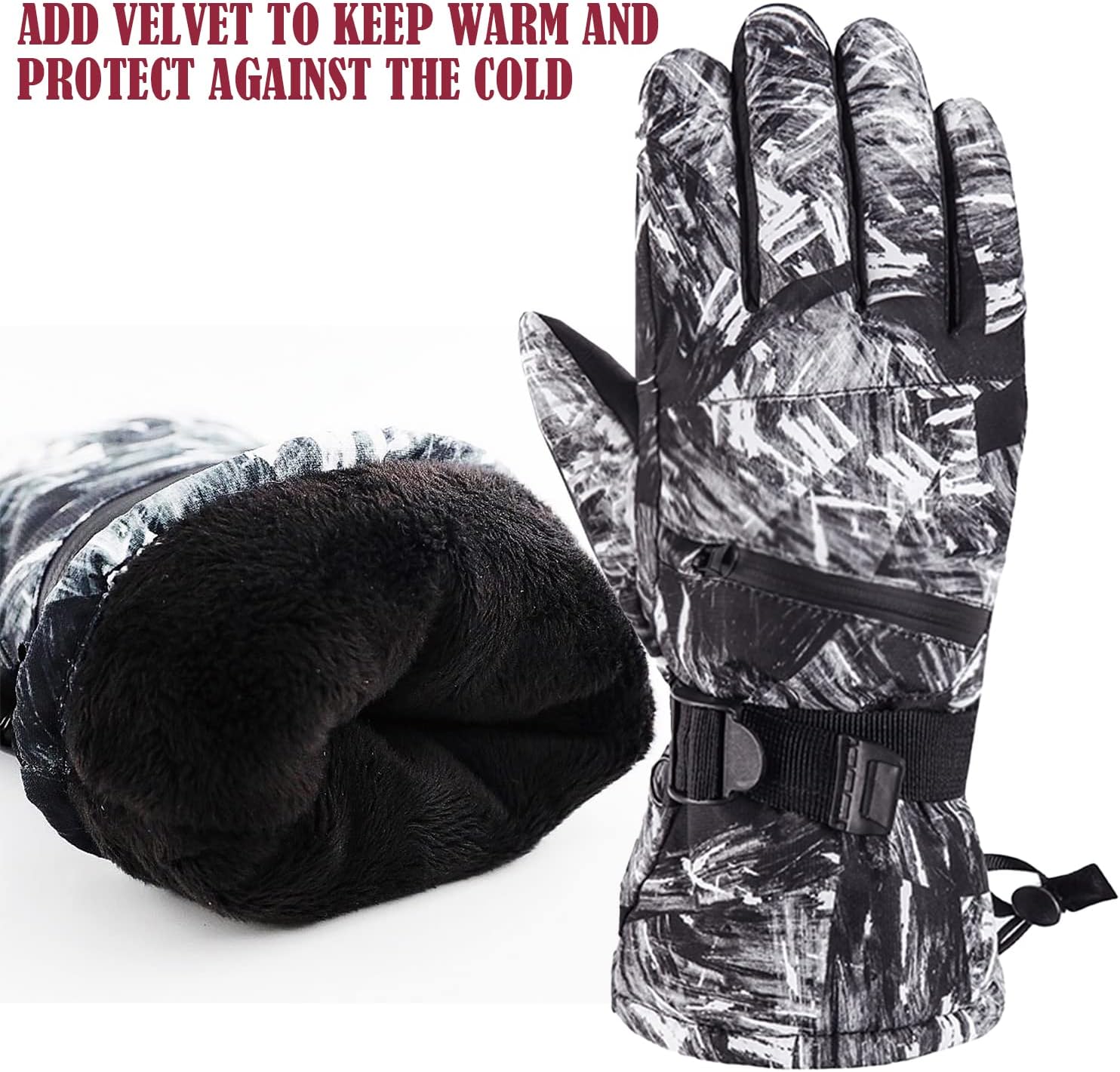 Ski Gloves, -30℉ Waterproof Touchscreen Warm Winter Snow Gloves Cold Weather Snowboard Gloves for Men Women : Clothing, Shoes & Jewelry