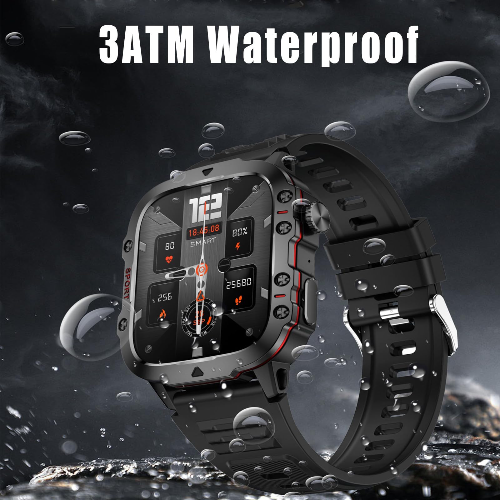 2 szt. inteligentny 2,58" HD Touch Smartwatch dla mężczyzn i kobiet, wodoodporny do sportów na świeżym powietrzu ze 100 trybami sportowymi monitor tętna,Beige