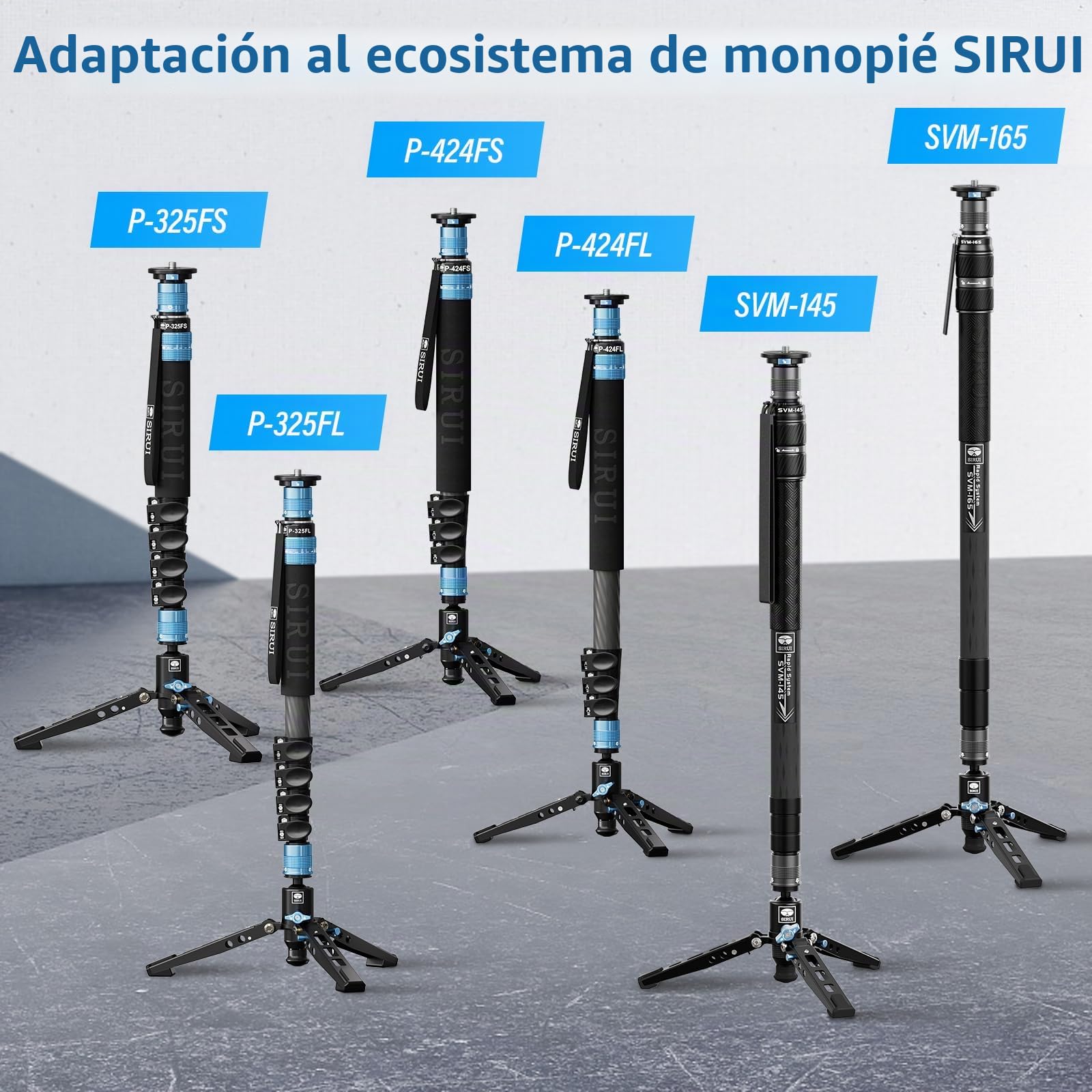 SIRUI SVM-E Poste de Extensión Monopié de Fibra de Carbono para Cámaras de Las Series P y SVM, Tubo de Extensión de Liberación Rápida de 1-Sección de 32cm/12,6"