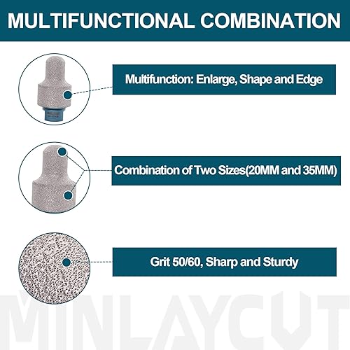 Miniatura 5 de MINLAYCUT - Broca de núcleo seco de 45-1-38 0787in-1378in con rosca 58-11 para ampliar los agujeros existentes de azulejos de porcelana cerámica