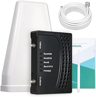Cell Phone Signal Booster for Home with All U.S Carriers on Band 66/2/4/5/12/13/17/25 | Up to 2,000 Sq Ft |Cell Booster Boost 5G 4G& LTE with Verizon, AT&T, T-Mobile & More | FCC Approved