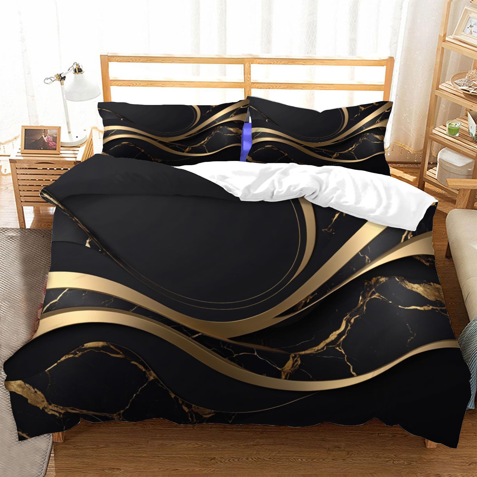 Parure de lit 2 personnes marbre moderne en microfibre douce 240 x 260