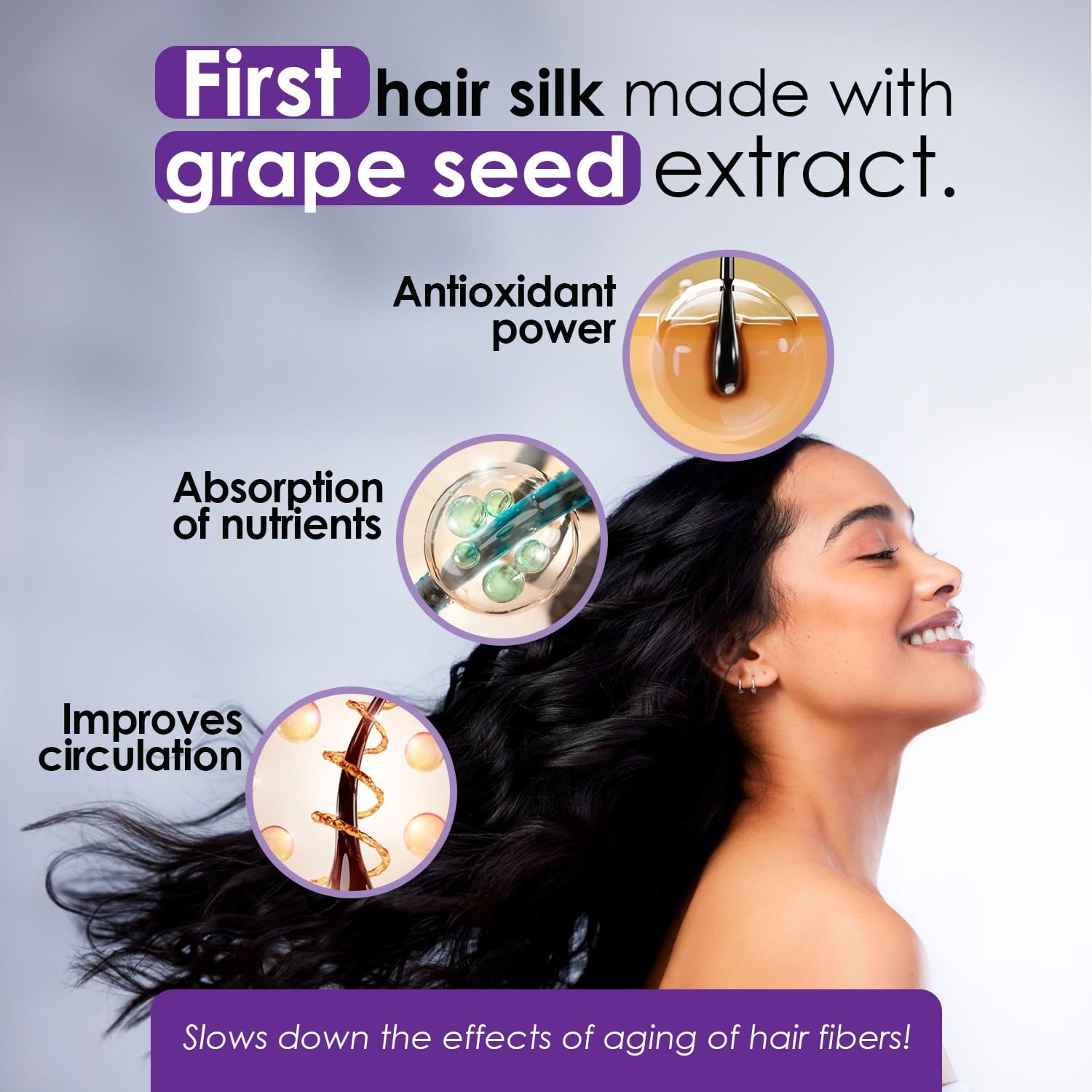OURO Anti-Frizzy Hair Silk with Grape Seed Extract - Restores, Strengthens, Smooths, Provides Extreme Protection, Prevents Split Ends, Adds Shine (2.20 Fl Oz)