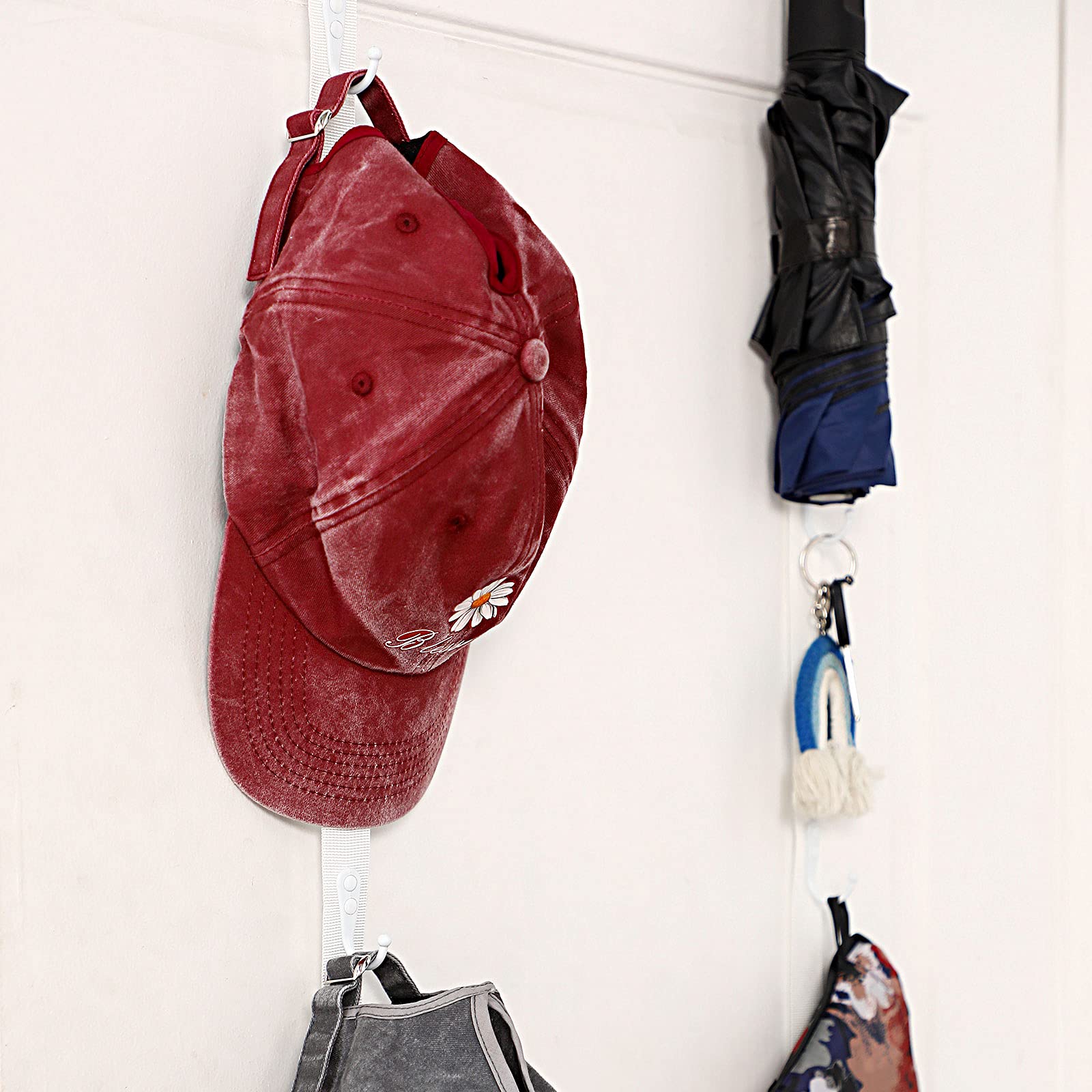 Jetec 2 Pezzi Armadio da Porta Cappelli Regolabile Organizer per Cappelli da Appendere Custodie per Cappelli da Appendere Supporto di Berretti da Baseball Organizer con Gancio (Bianco)