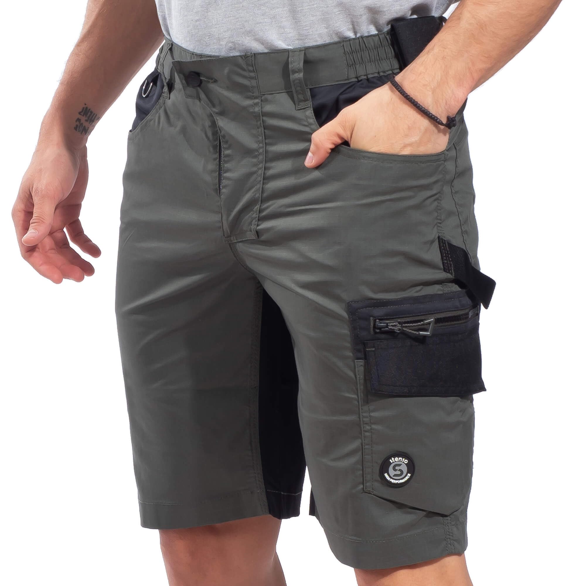 Stenso Revolt Kurze Arbeitshose Herren Stretch Ripstop Multifunktionstaschen
