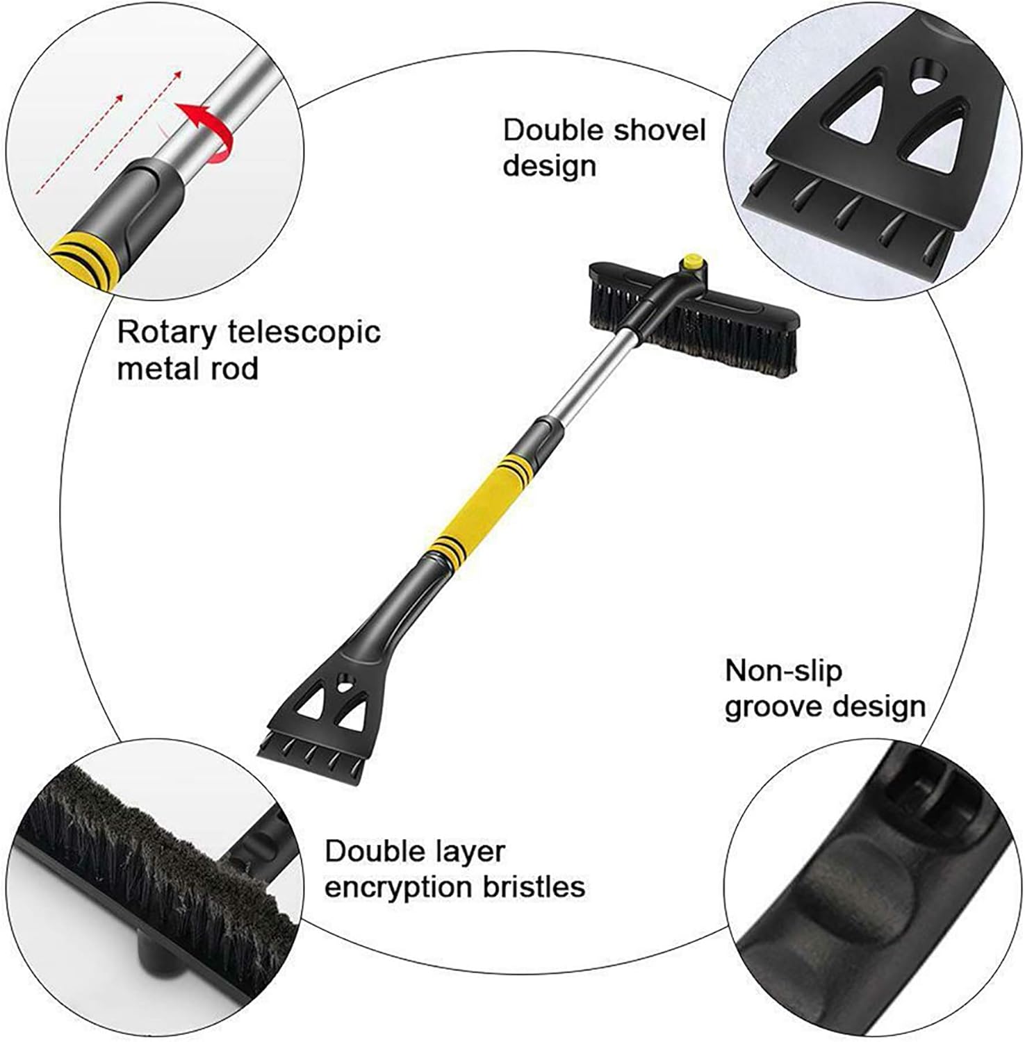 Ice Scraper Car Snow Removal Winter Extendable Pvc Material Snow Ice Brush Cleaner for Car Auto Truck Windshield,Blue