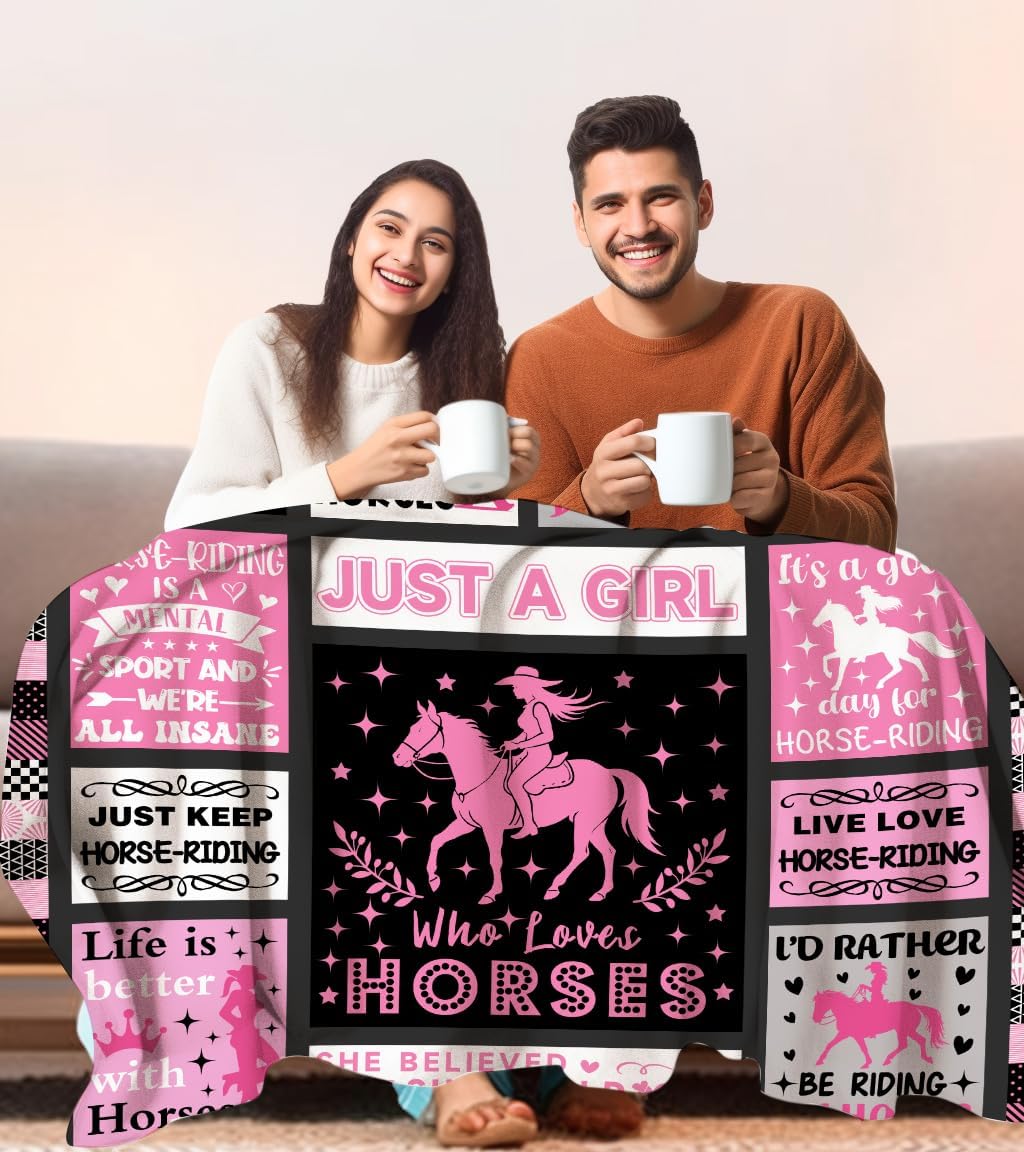 Horse Blanket Equestrian Gifts for Girls Women,Horses Plush Stuff Western Horses Throw Blankets,Horse Lovers Gift for Kids Teenage Girls 50"X40" - Image 4