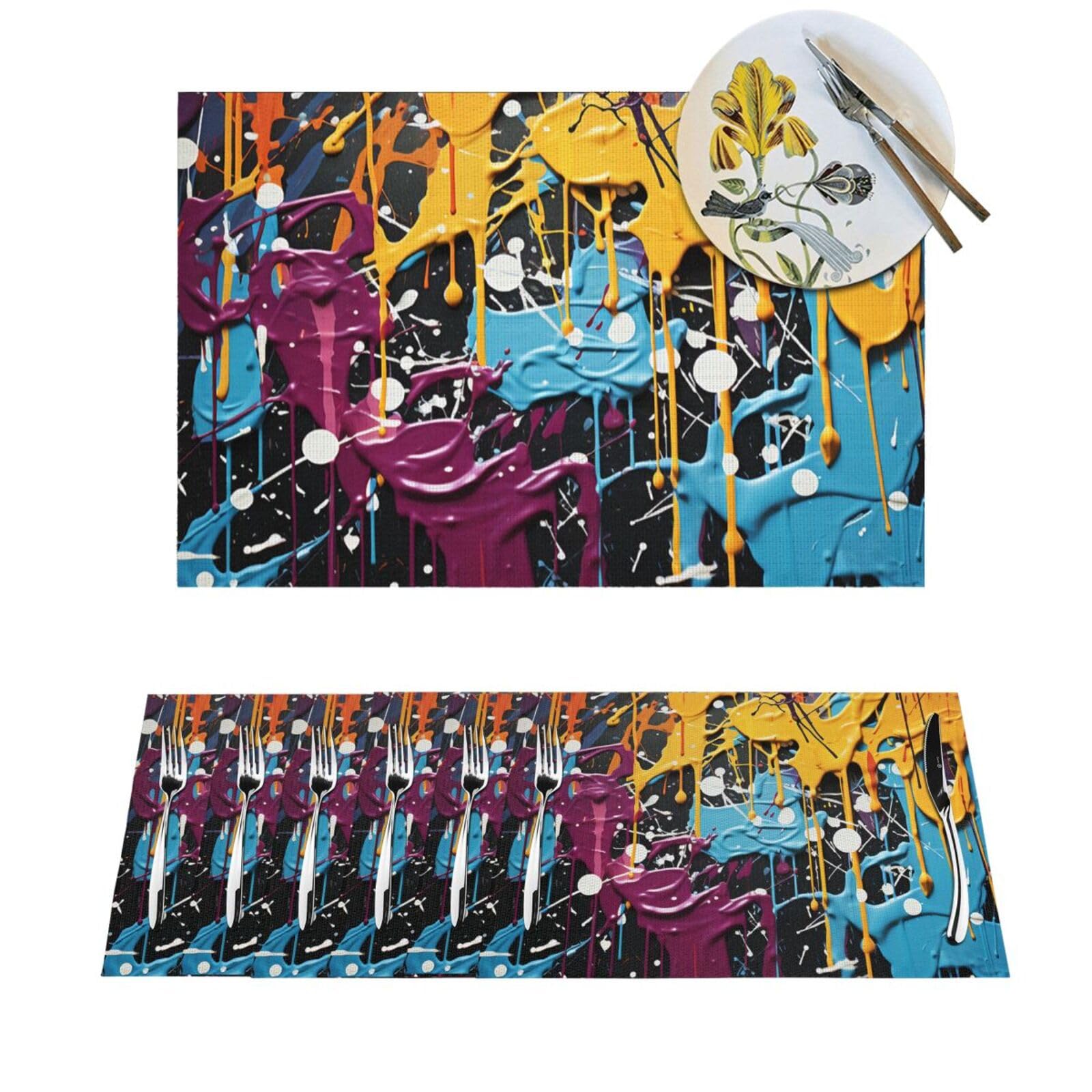 Sets de table en PVC lavables lot de 6 tapis de salle à manger antidérapants 30x45 cm